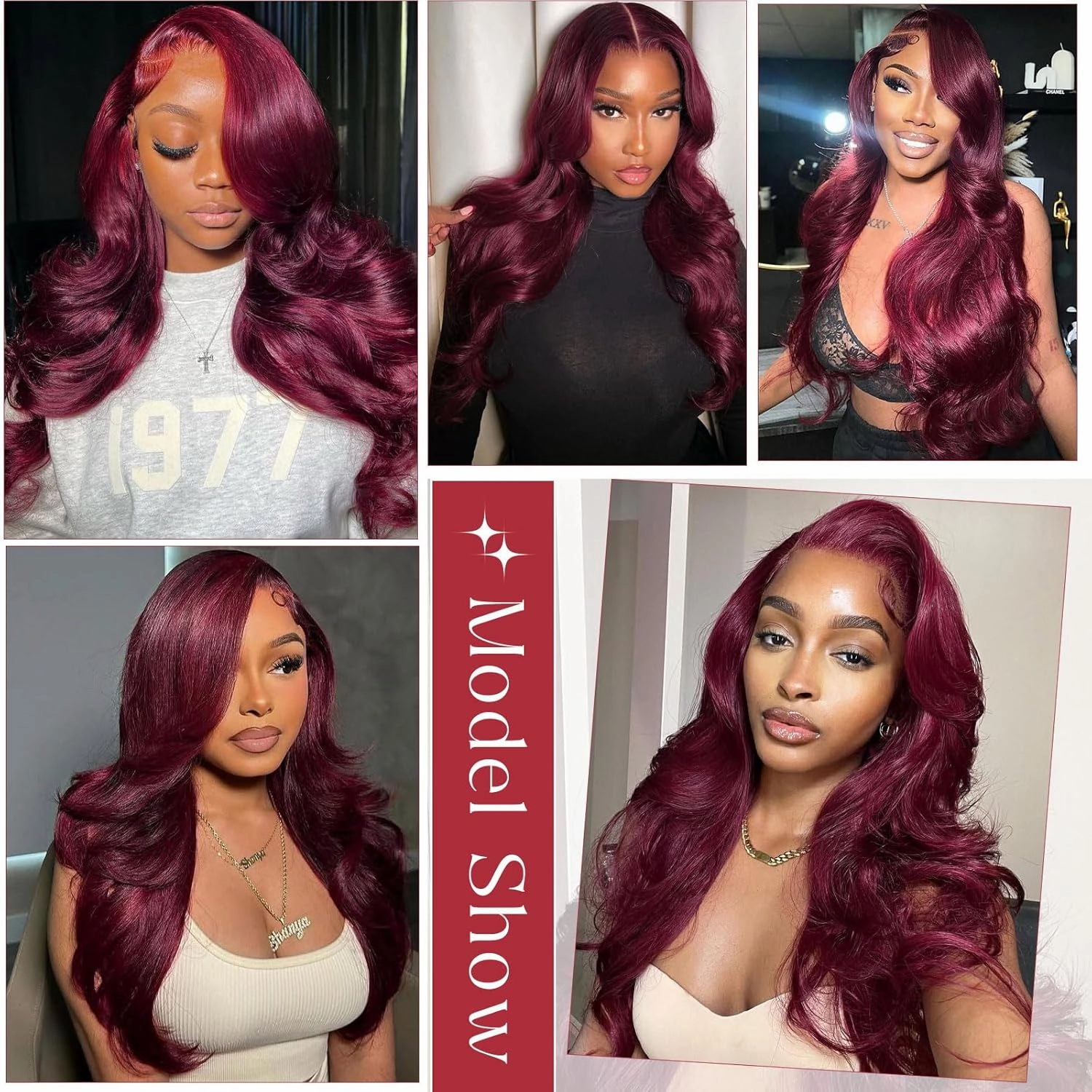 Burgundy Wig Human Hair 13x4 HD Transparent 99j Burgundy Body Wave Lace Front Wigs Human Hair Pre Plucked 200% Density Glueless Red Wine Colored Human Hair Wigs for Women with 24 Inch