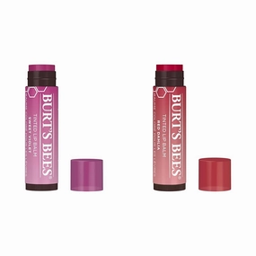 Burt's Bees 2-Pack Tinted Lip Balm Duo with Sweet Violet and Fiery Red Dahlia Shades, Long Lasting Hydrating Formula Infused with Shea Butter and Botanical Waxes
