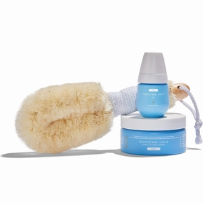 Bushbalm Ingrown Razor Bumps 3 Step Routine - Ingrown Hair Oil (30 ml), Exfoliating Scrub (236 ml), and Nordic Dry Brush - Nude Scent