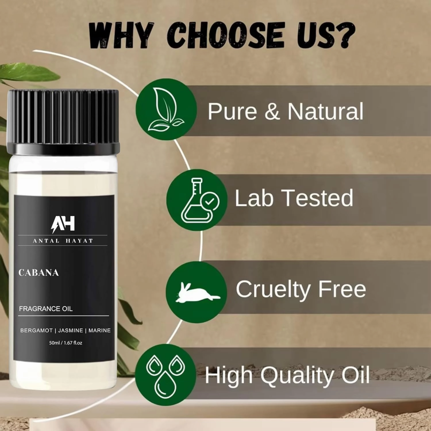 Cabana Diffuser Oil 50mL - Hotel Scented Essential Oils for Home - Lemon, Bergamot, Jasmine, Amber & Musk - Inspired by The Ritz Carlton - Antal Hayat Luxury Aromatherapy Oil