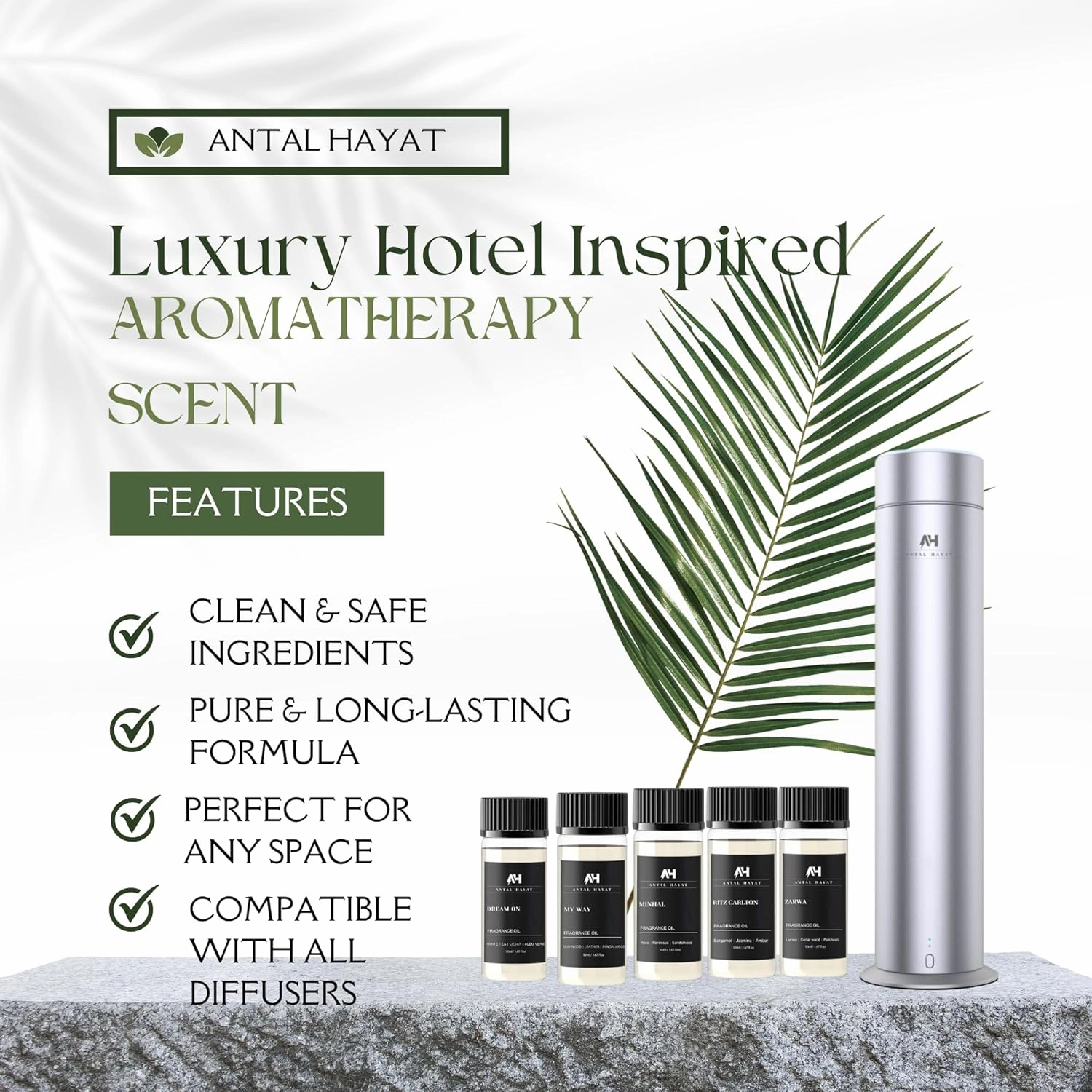 Cabana Diffuser Oil 50mL - Hotel Scented Essential Oils for Home - Lemon, Bergamot, Jasmine, Amber & Musk - Inspired by The Ritz Carlton - Antal Hayat Luxury Aromatherapy Oil