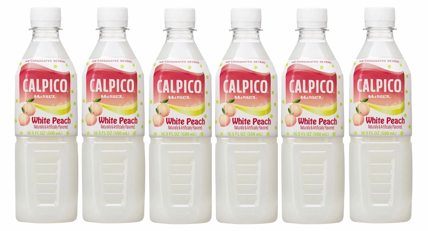 CALPICO White Peach, Non-Carbonated Drink, Japanese Beverage Contains Peach Juice Concentrate, Sweet and Tangy Asian Drink, 16.9 FL oz. (Pack of 6)