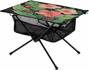 Camping Table Lightweight Portable Folding Table with Mesh Storage Net Pink Flowers Red Ladybugs Ideal for Camping Hiking Beach Picnic Travel Backyard