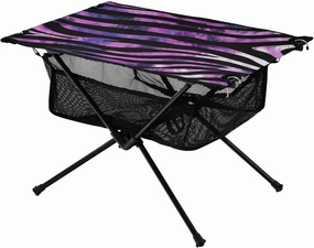 Camping Table Lightweight Portable Folding Table with Mesh Storage Net Zebra Skin Pink Ideal for Camping Hiking Beach Picnic Travel Backyard