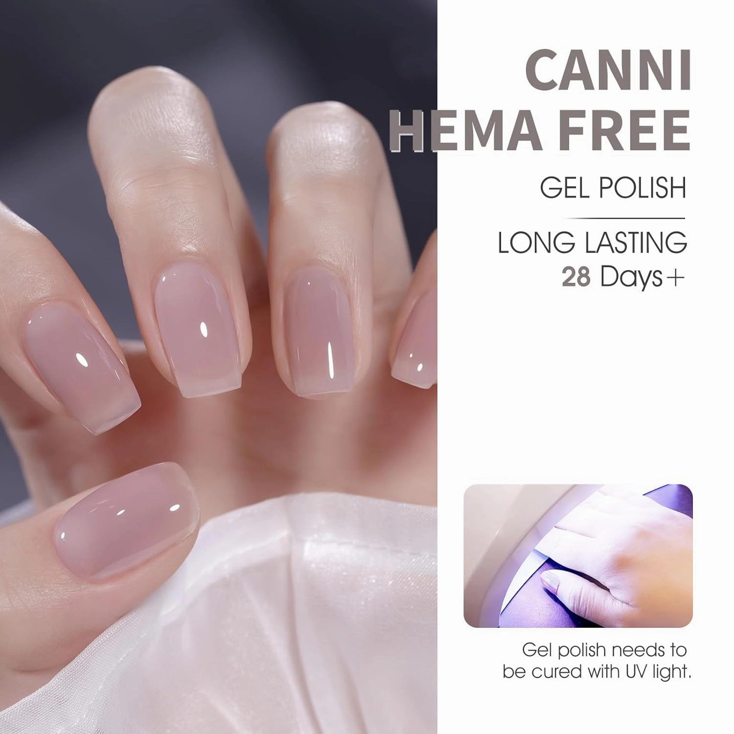 CANNI Jelly Nude Gel Nail Polish Set- 6 Pcs 9 Ml Neutral Transparent Jelly Pink Colors Gel Polish Kit, Soak Off LED Nail Gel Manicure Kit DIY at Home Salon Gifts