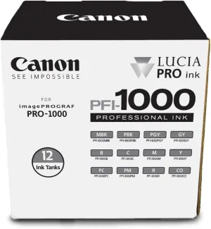 Canon PFI-1000 Genuine Twelve Ink Pack, Compatible with Compatible with ImagePROGRAF PRO-1000 Printers