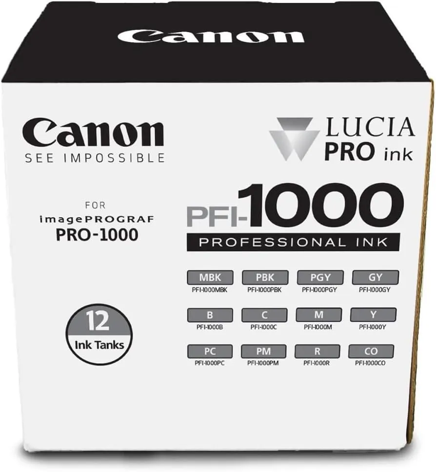 Canon PFI-1000 Genuine Twelve Ink Pack, Compatible with Compatible with ImagePROGRAF PRO-1000 Printers