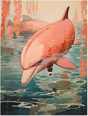 CAPITUNEISKINEPA Dolphin Pink Dolphin Poster Gift Aesthetic Room Posters Large Poster 24" x 36"