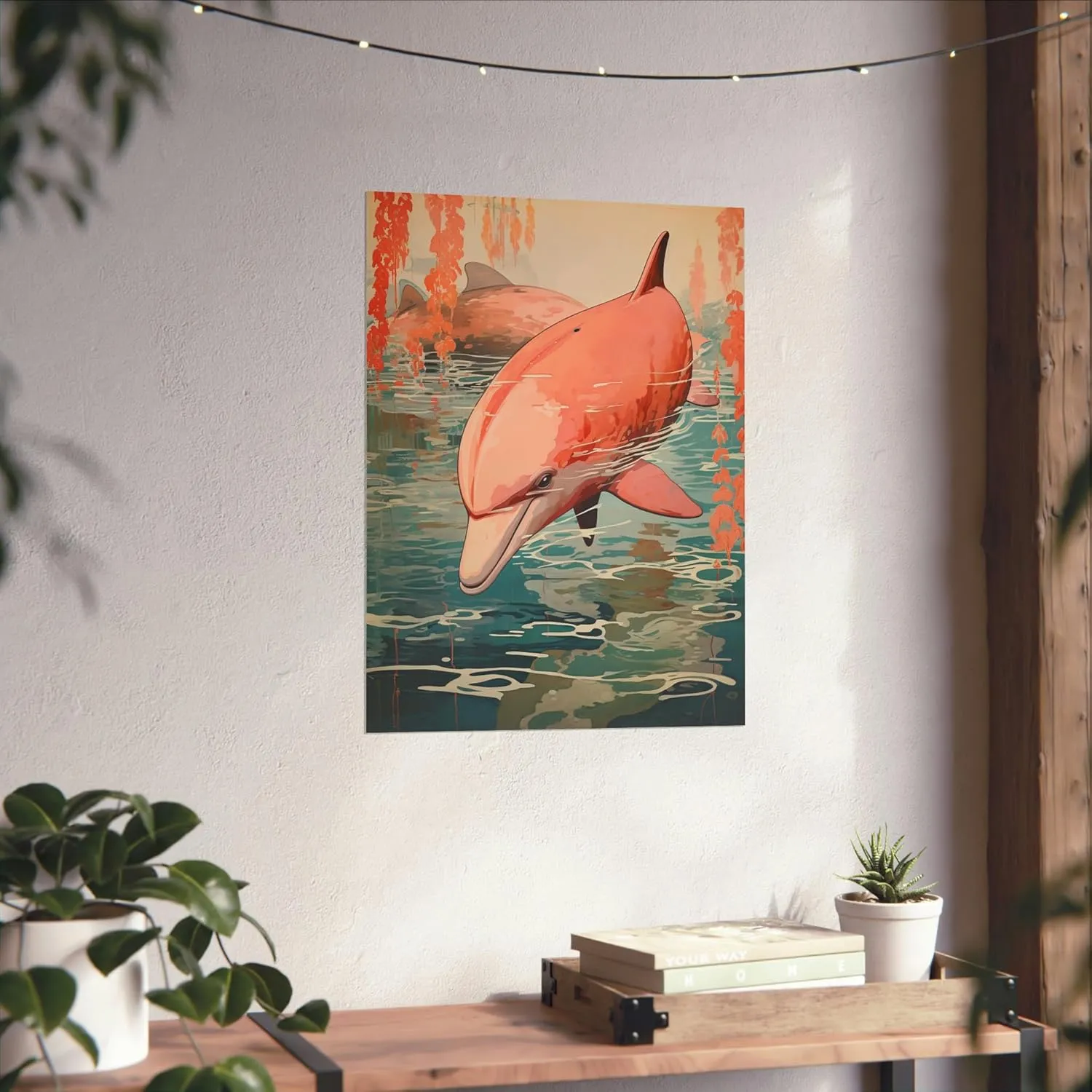 CAPITUNEISKINEPA Dolphin Pink Dolphin Poster Gift Aesthetic Room Posters Large Poster 24" x 36"