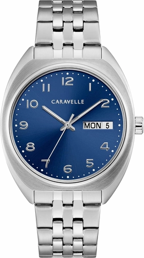 Caravelle by Bulova Retro Quartz Mens Watch, Stainless Steel , Silver-Tone (Model: 43C120)