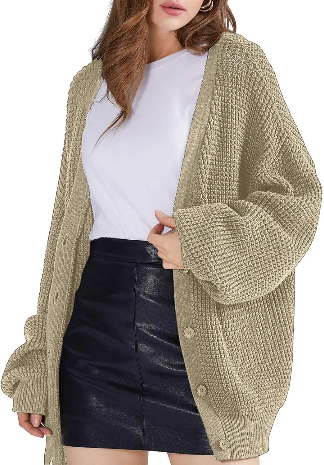Cardigans for Women Loose Coat Button Down Long Sleeve Oversized Knit Cardigans Casual Soft Drape Fall Cardigan