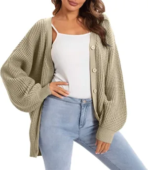 Cardigans for Women Loose Coat Button Down Long Sleeve Oversized Knit Cardigans Casual Soft Drape Fall Cardigan