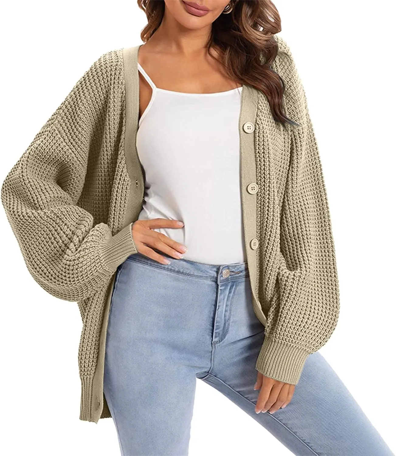 Cardigans for Women Loose Coat Button Down Long Sleeve Oversized Knit Cardigans Casual Soft Drape Fall Cardigan