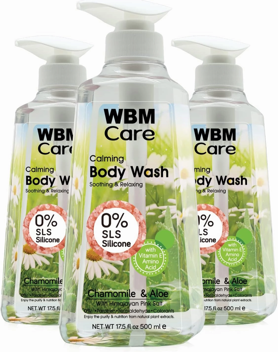 Care Body Wash for Softener, Smoother Skin After Just One Use, Rich in Chamomile & Aloe with Himalayan Pink Salt, Calming & Relaxing Shower Gel, 17.5 Oz/Each – Pack of 3