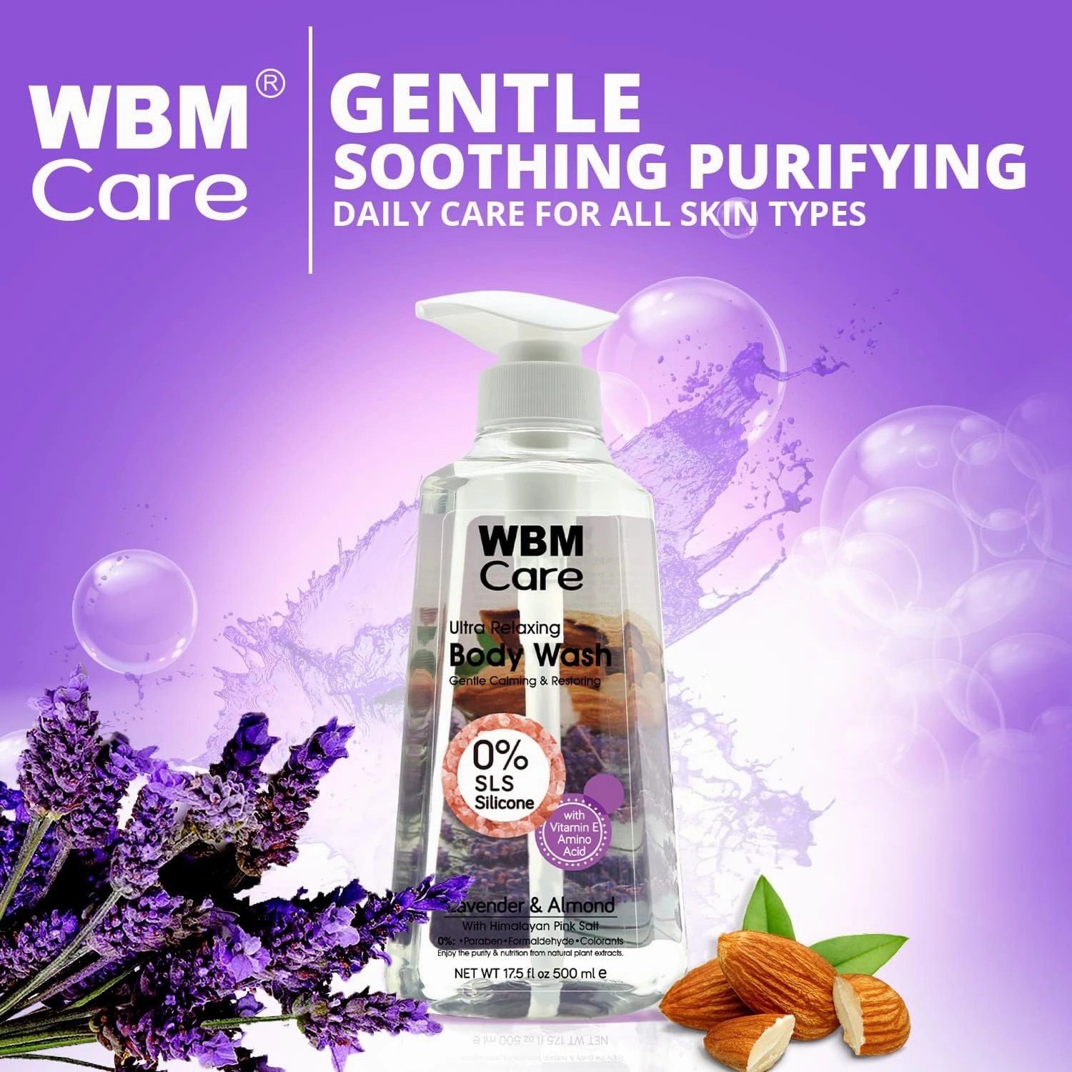 Care Body Wash, Softer and Smoother Skin with Lavender & Almond Essential Oils, Deep Nourishing, Skin Care Shower Gel, 17.5 fl oz/Each – Pack of 3