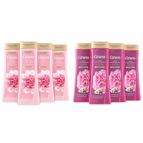 Caress Body Wash With Silk Extract For Noticeably Silky, Soft Skin Daily Silk Body Soap With White Peach & Orange Blossom 20 fl oz 4 pack & Moisturizing Peony & Almond Blossom Body Wash For Fresh