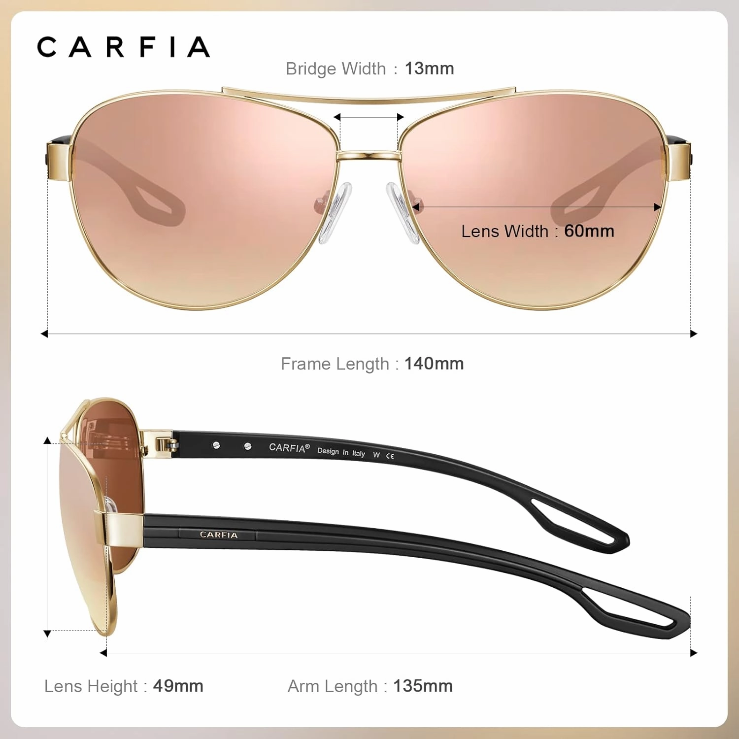 CARFIA Lightweight Retro Pilot Sunglasses for Women Polarized UV Protection, Trendy Outdoor Driving Lady Sunnies Metal Frame