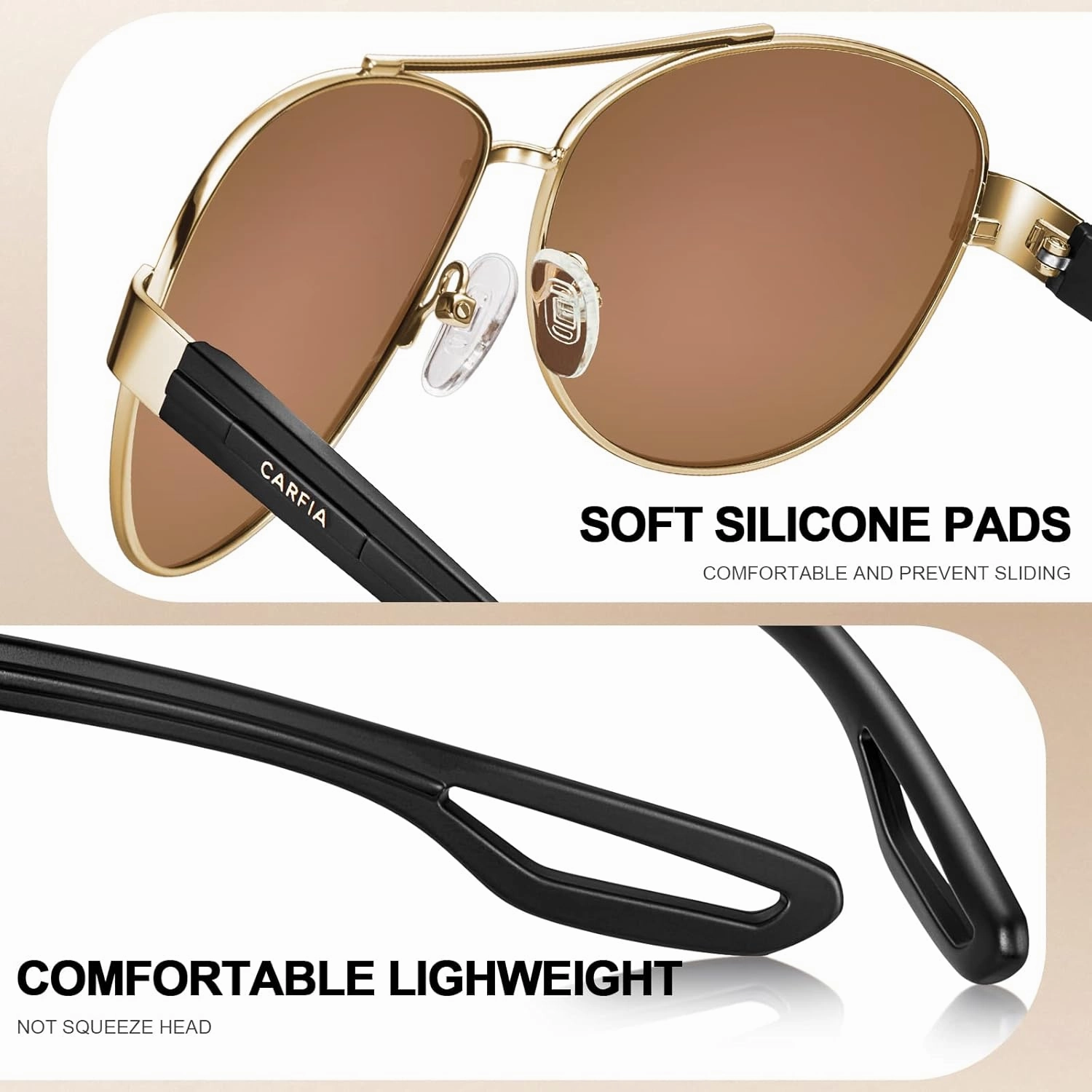 CARFIA Lightweight Retro Pilot Sunglasses for Women Polarized UV Protection, Trendy Outdoor Driving Lady Sunnies Metal Frame