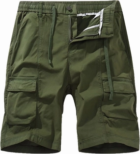 Cargo Shorts for Men Regular Fit Cotton Drawstring Stretch Waist Multi Pockets Tooling Shorts Work Utility Shorts