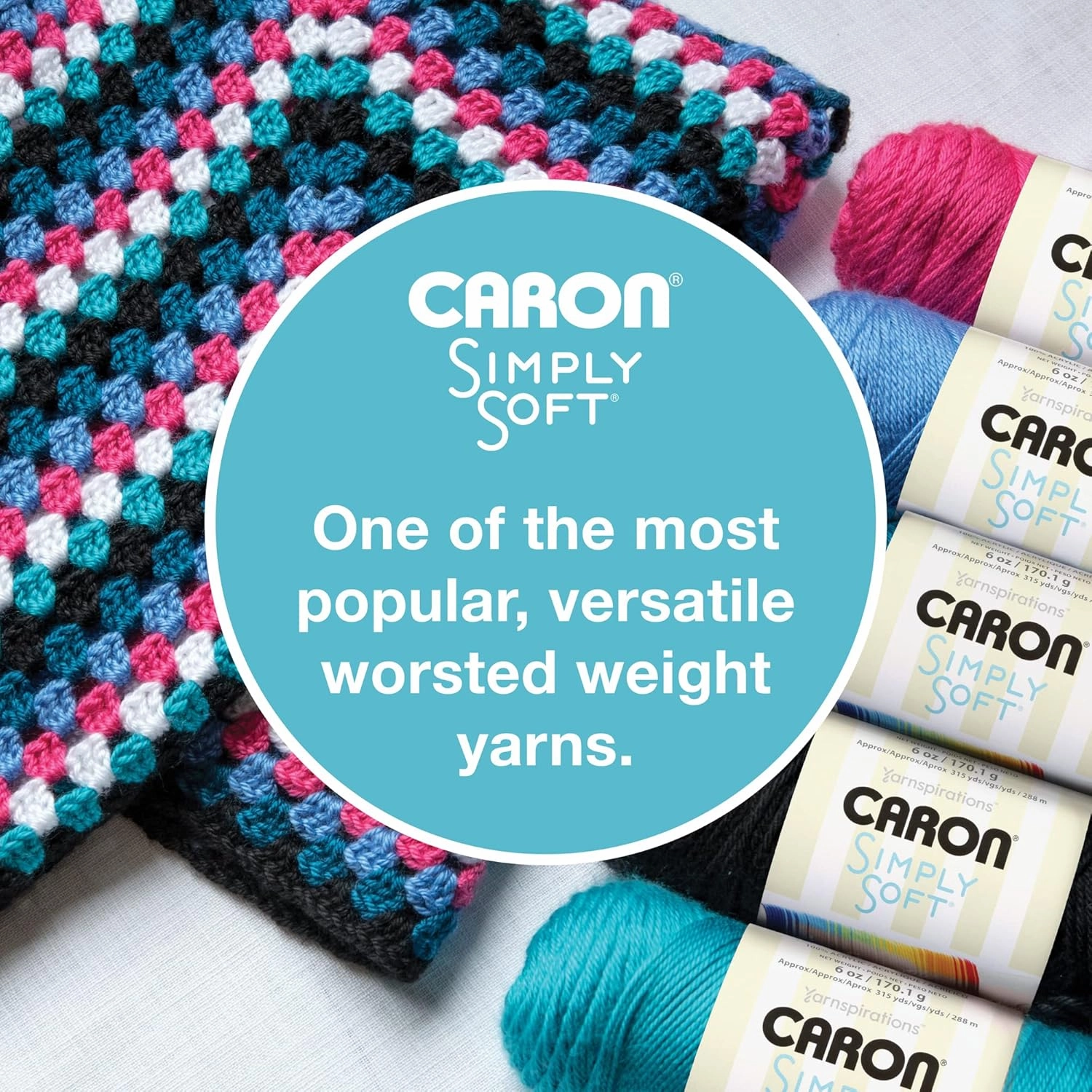 Caron Simply Soft 3-Pack Yarn, 3oz, Gauge 4 Medium Worsted, 100% Acrylic - Light Country Peach - Machine Wash & Dry
