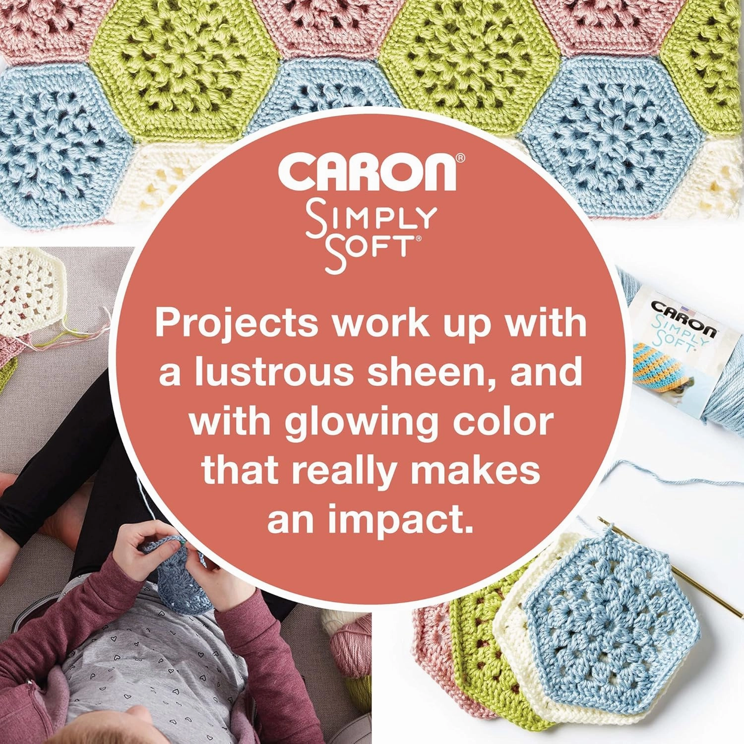 Caron Simply Soft 3-Pack Yarn, 3oz, Gauge 4 Medium Worsted, 100% Acrylic - Light Country Peach - Machine Wash & Dry