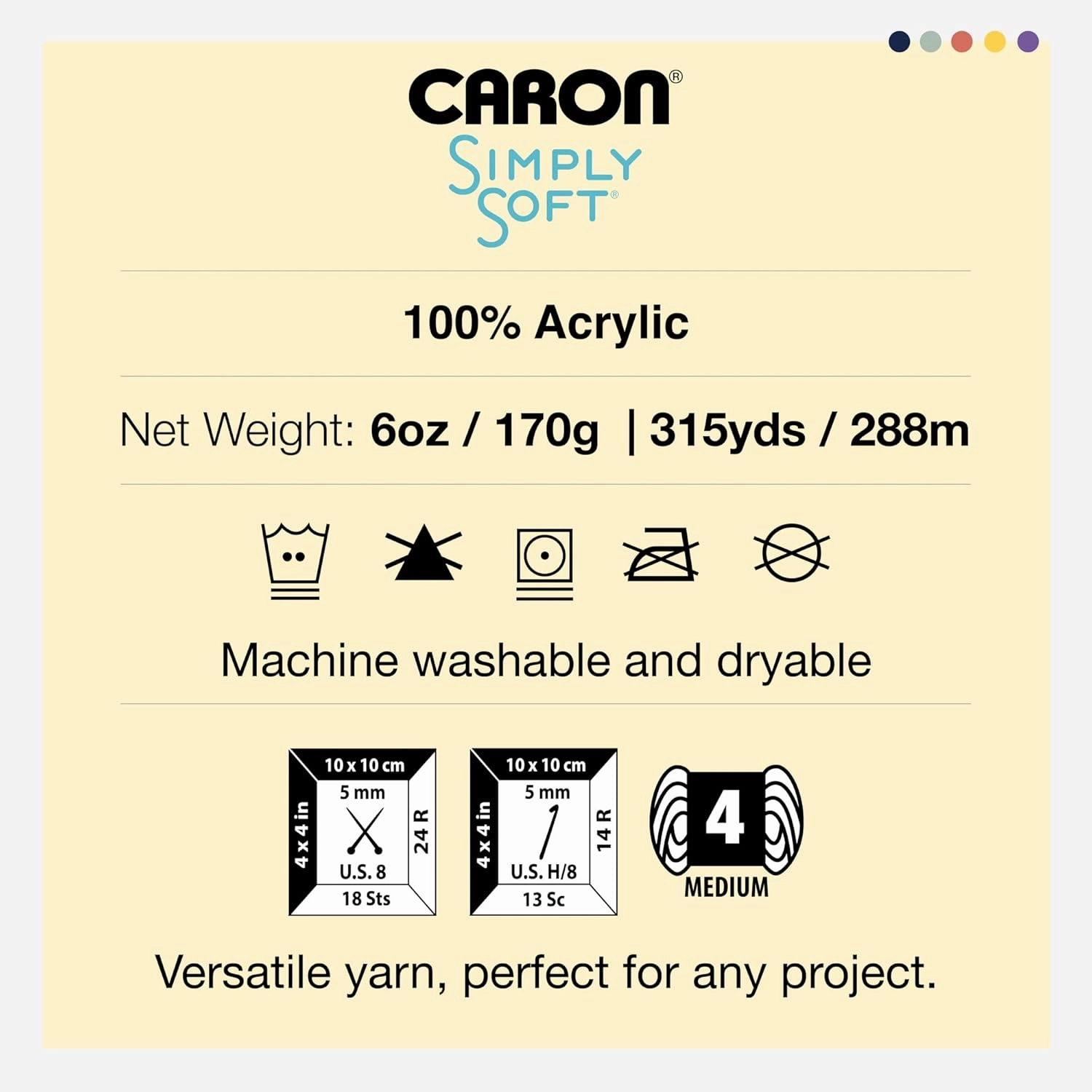 Caron Simply Soft 3-Pack Yarn, 3oz, Gauge 4 Medium Worsted, 100% Acrylic - Light Country Peach - Machine Wash & Dry