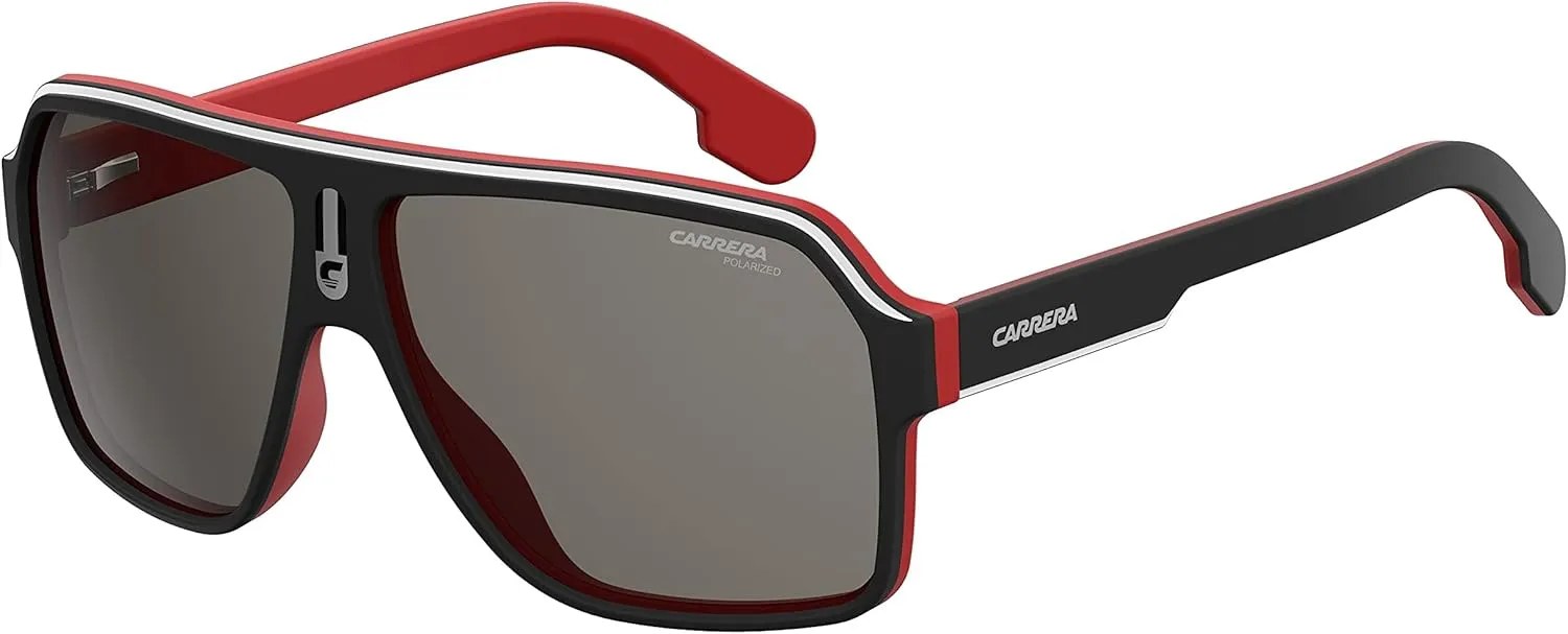 Carrera Sunglasses (Safilo Group) Men's CA1001/S Polarized Pilot Sunglasses, Matte Black RED, 62 mm