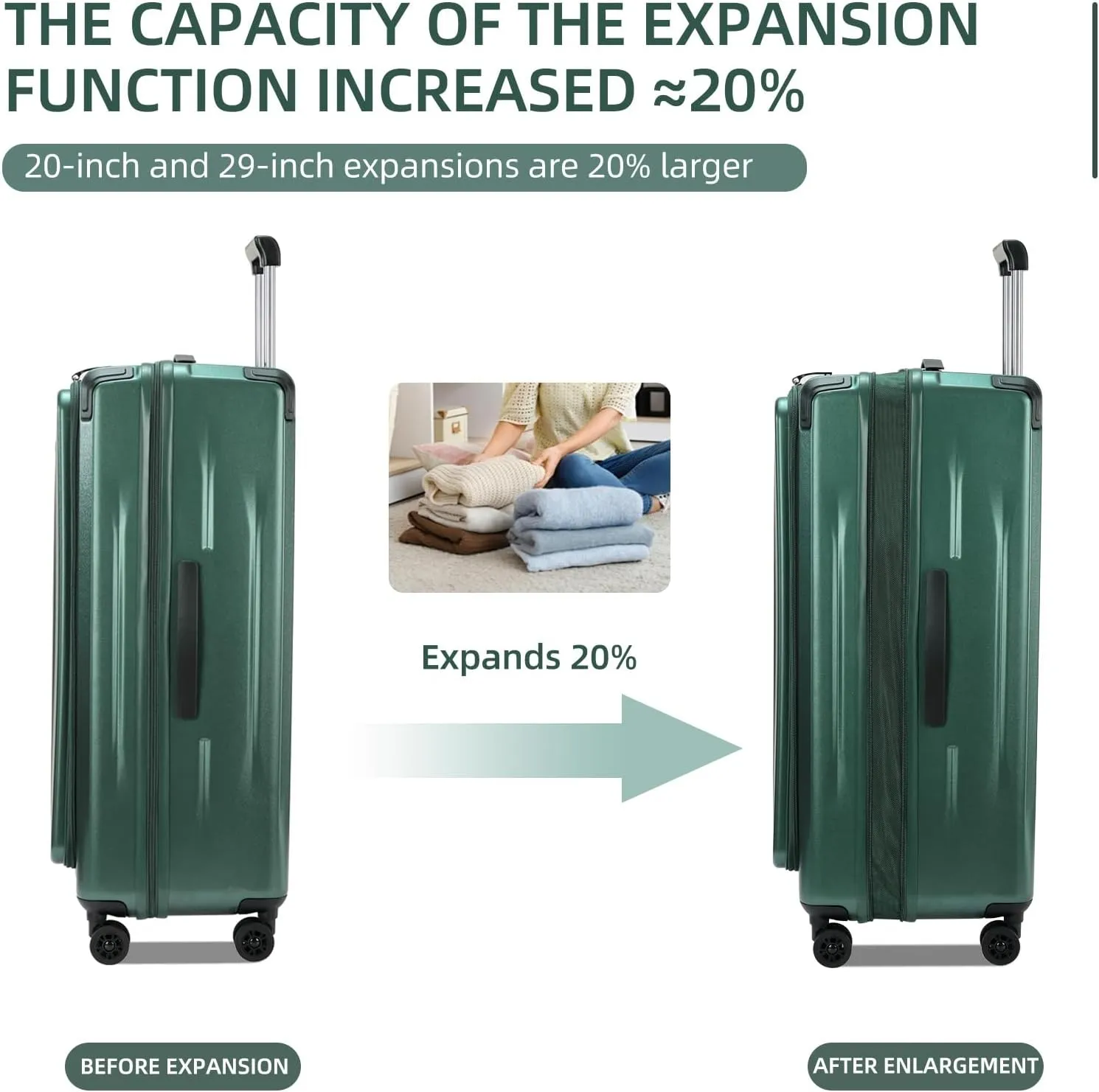 Carry On Luggage, 20 Inch Top Opening Aluminum Frame Lightweight Airline Approved ABS PC Hard Shell Suitcases with Silent Wheels, TSA Lock, Front Pocket & Wet-dry Separated Six-piece Set