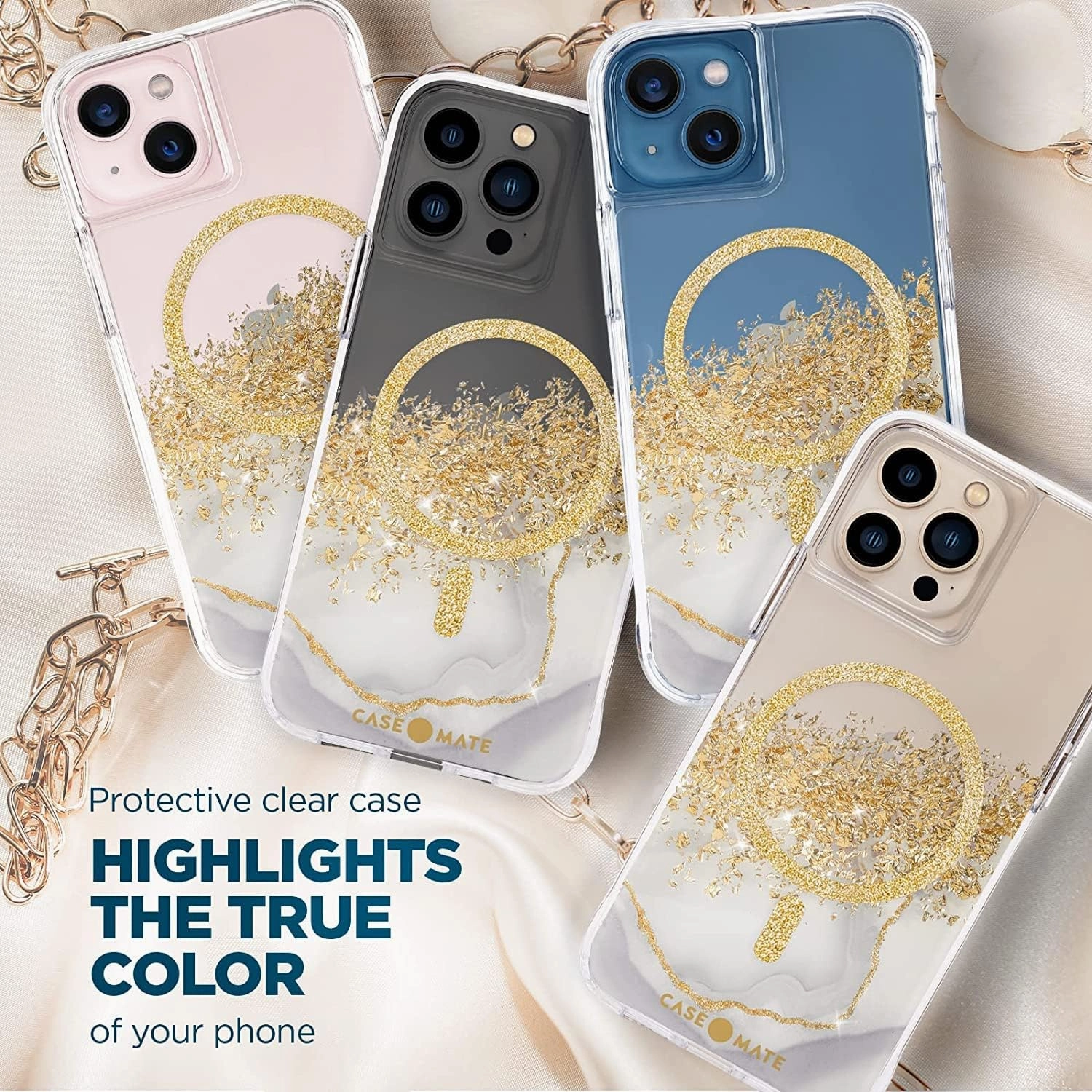 Case-Mate iPhone 13 Pro Max Case for Women [10ft Drop Protection] [Compatible with MagSafe] Karat Marble Phone Cover for iPhone 13 Pro Max - Luxury Bling Glitter Phone Cover - Shockproof, Anti Scratch