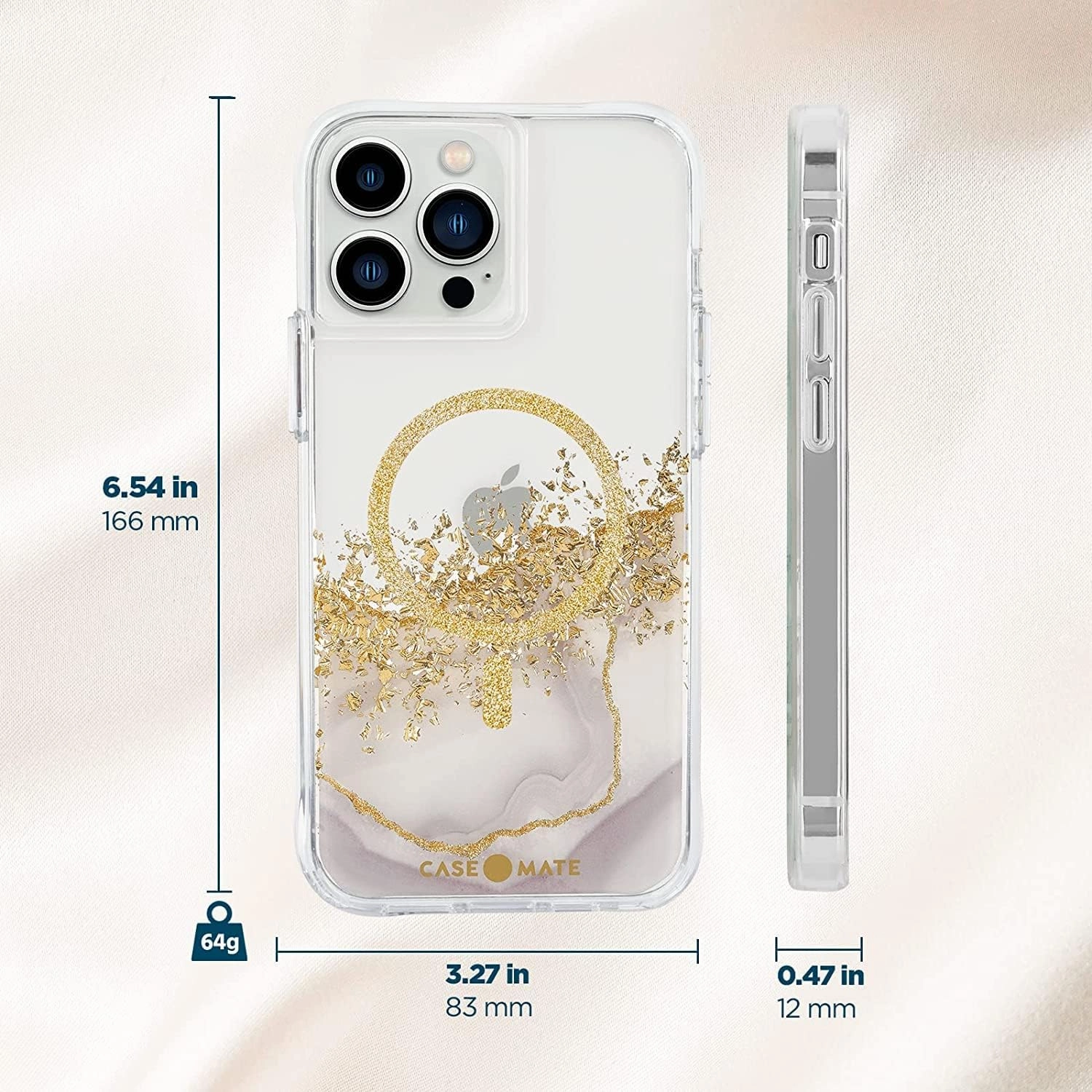 Case-Mate iPhone 13 Pro Max Case for Women [10ft Drop Protection] [Compatible with MagSafe] Karat Marble Phone Cover for iPhone 13 Pro Max - Luxury Bling Glitter Phone Cover - Shockproof, Anti Scratch