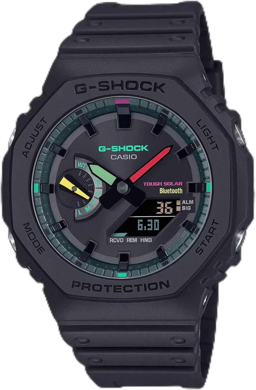 Casio GA-B2100MF-1A 45.40 x 11.90 mm G-Shock Analog Digital Smartphone Link Multi Fluorescent Accents Series Tough Solar 200 m Mens Watch