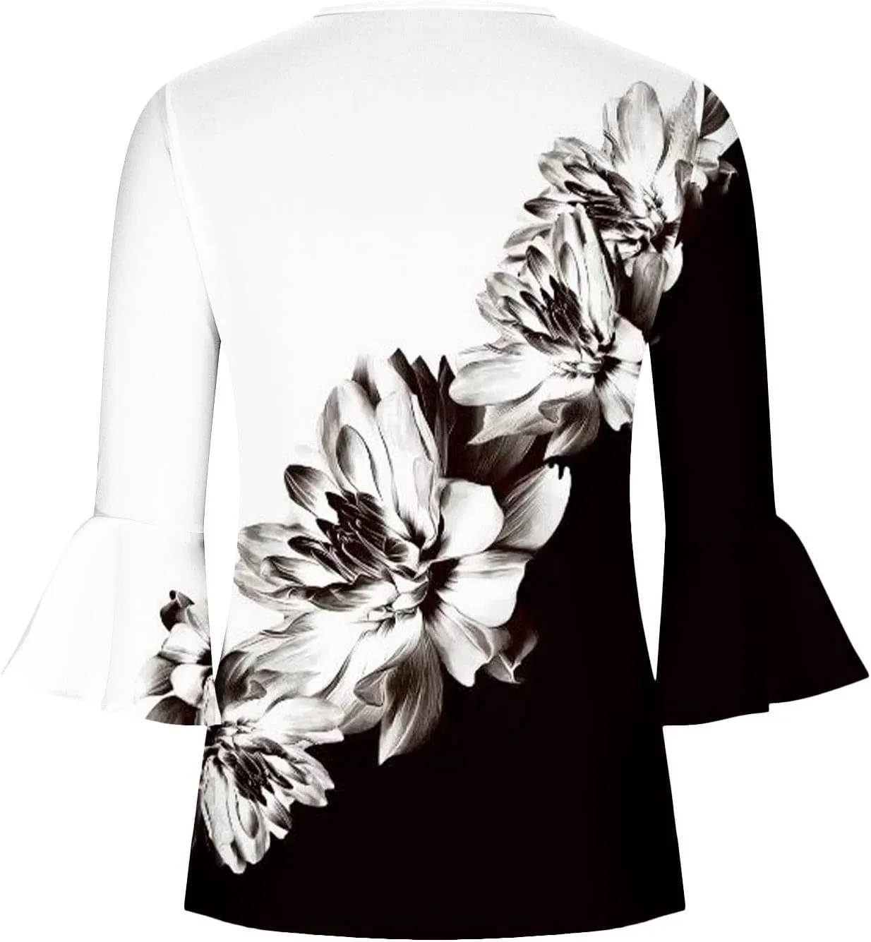 Ceboyel Womens Summer Tops 2023 Floral Button Down Tunic Shirts 3/4 Sleeve Tops Blouse Trendy Dressy Casual Ladies Clothes