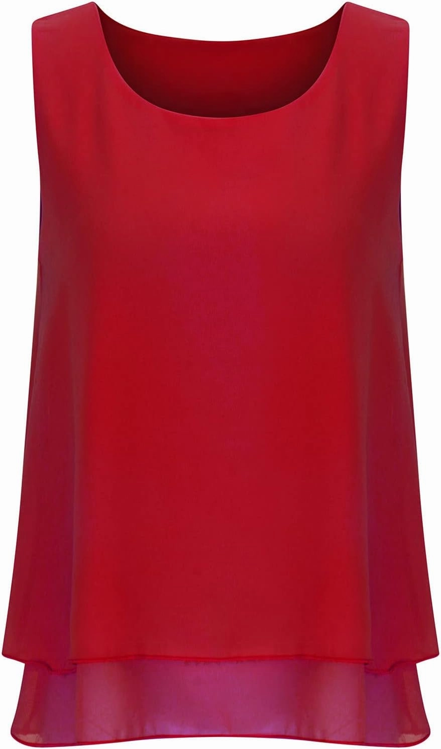 Ceboyel Women Double Layers Hem Blouses Top Scoop Neck Flowy Tank Tops Sleeveless Shirt Tunic Casual Summer Beach Outfits