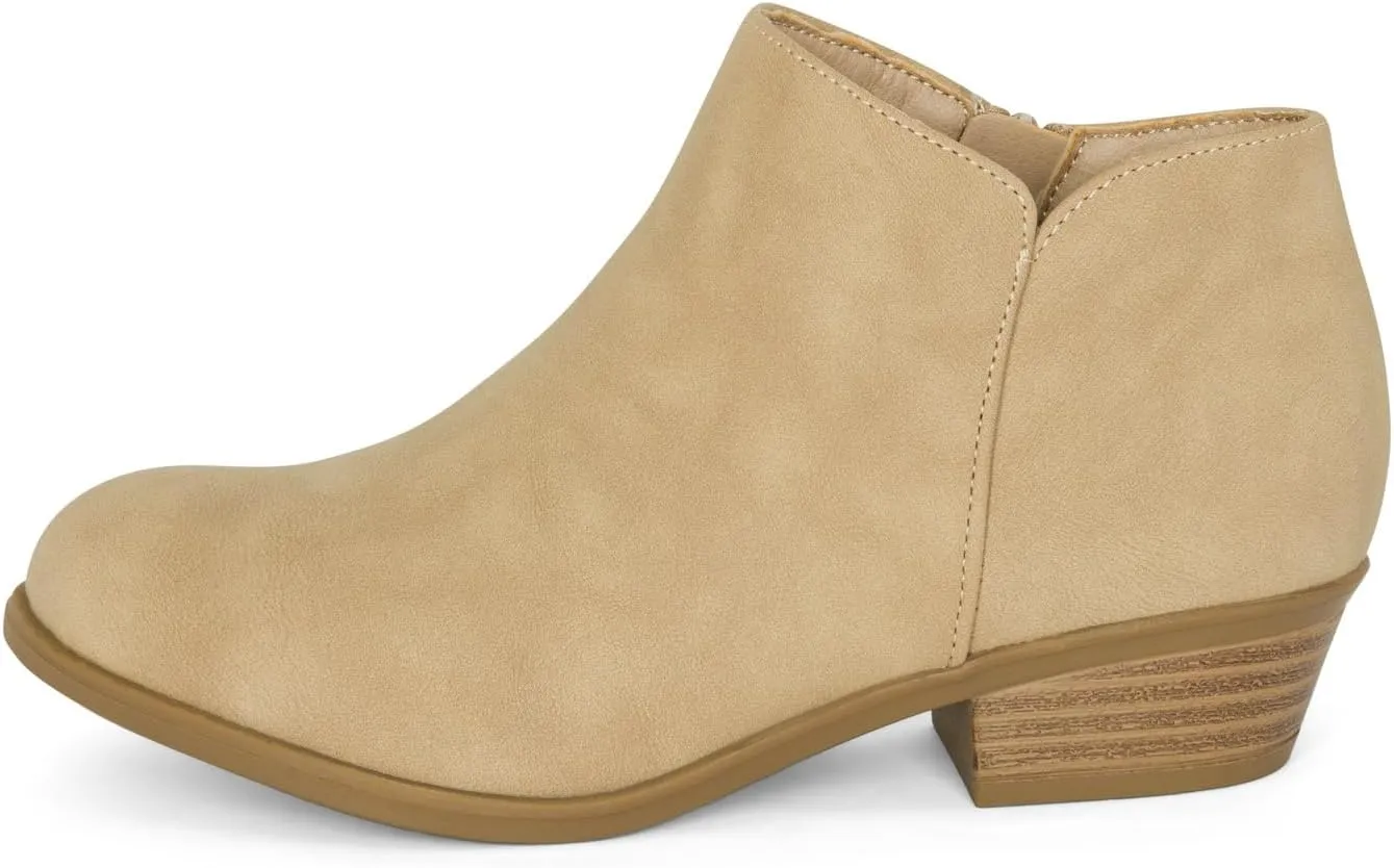 Chariot & Co - Garza IIS- Girls/Kids/Childrens Round Toe Stacked Heel Zipper Western Ankle Boot