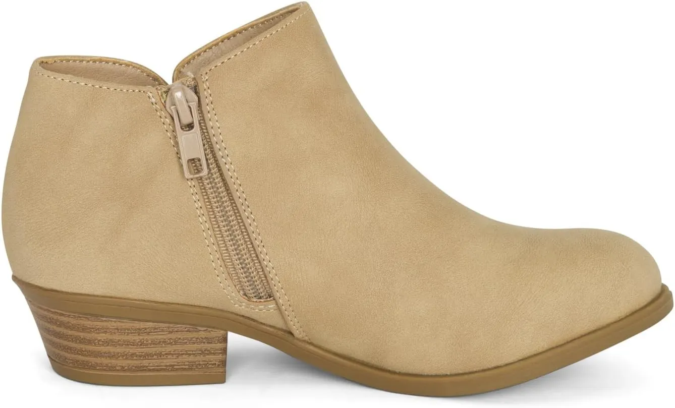 Chariot & Co - Garza IIS- Girls/Kids/Childrens Round Toe Stacked Heel Zipper Western Ankle Boot