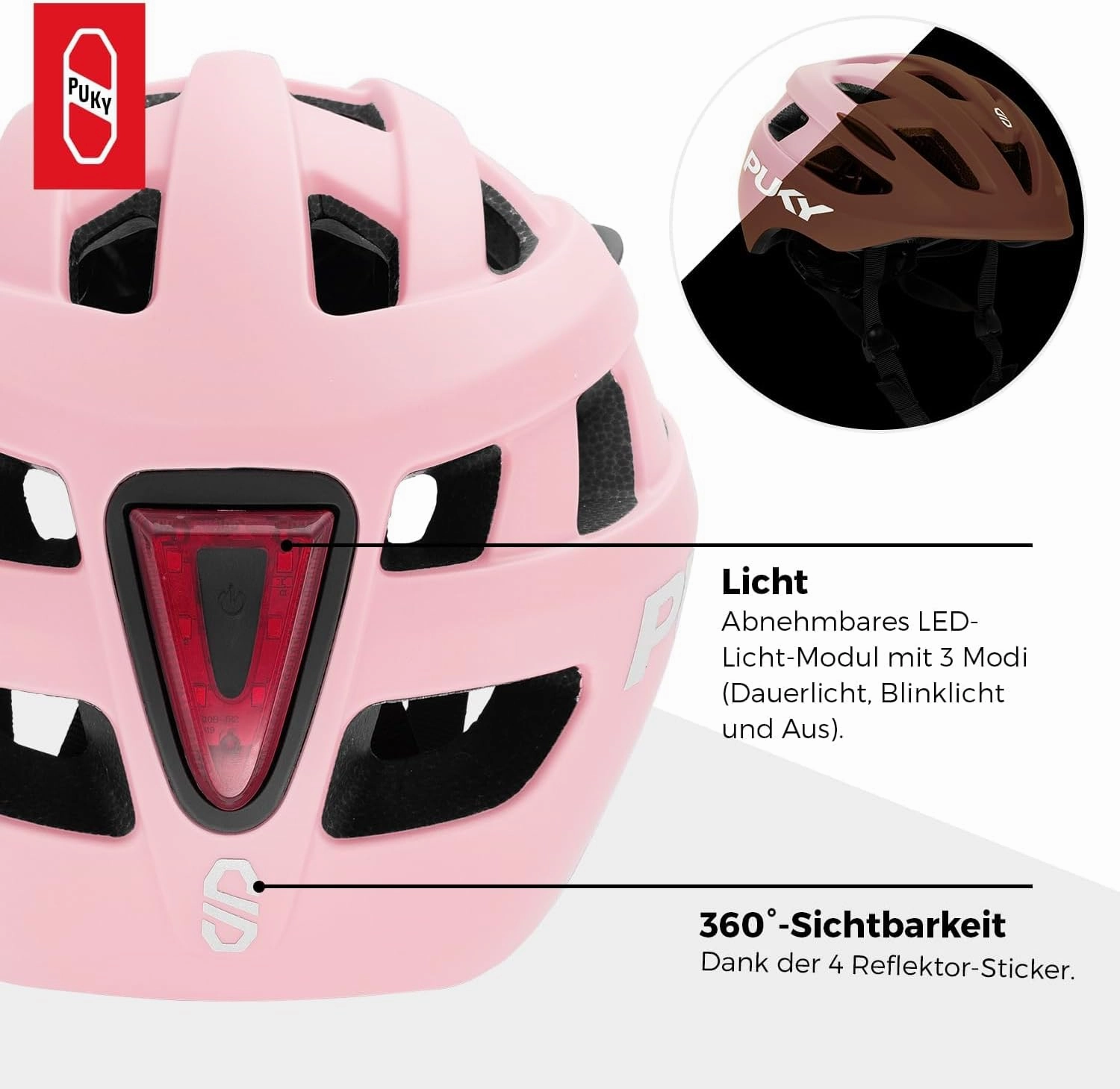 Children's Bicycle Helmet 48-55 cm Light Weight 220 g Maximum Protection and Ventilation 360° Visibility with Light Module Ideal for Safety and Comfort on the Bike