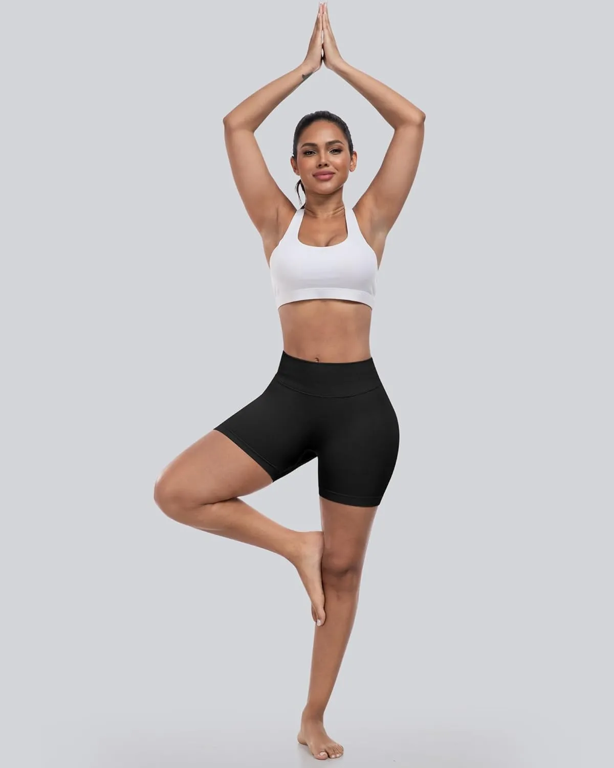 CHRLEISURE Workout Gym Biker Shorts, High Waisted Butt Lifting Scrunch Butt Sports Seamless Shorts Sets 4 Piece