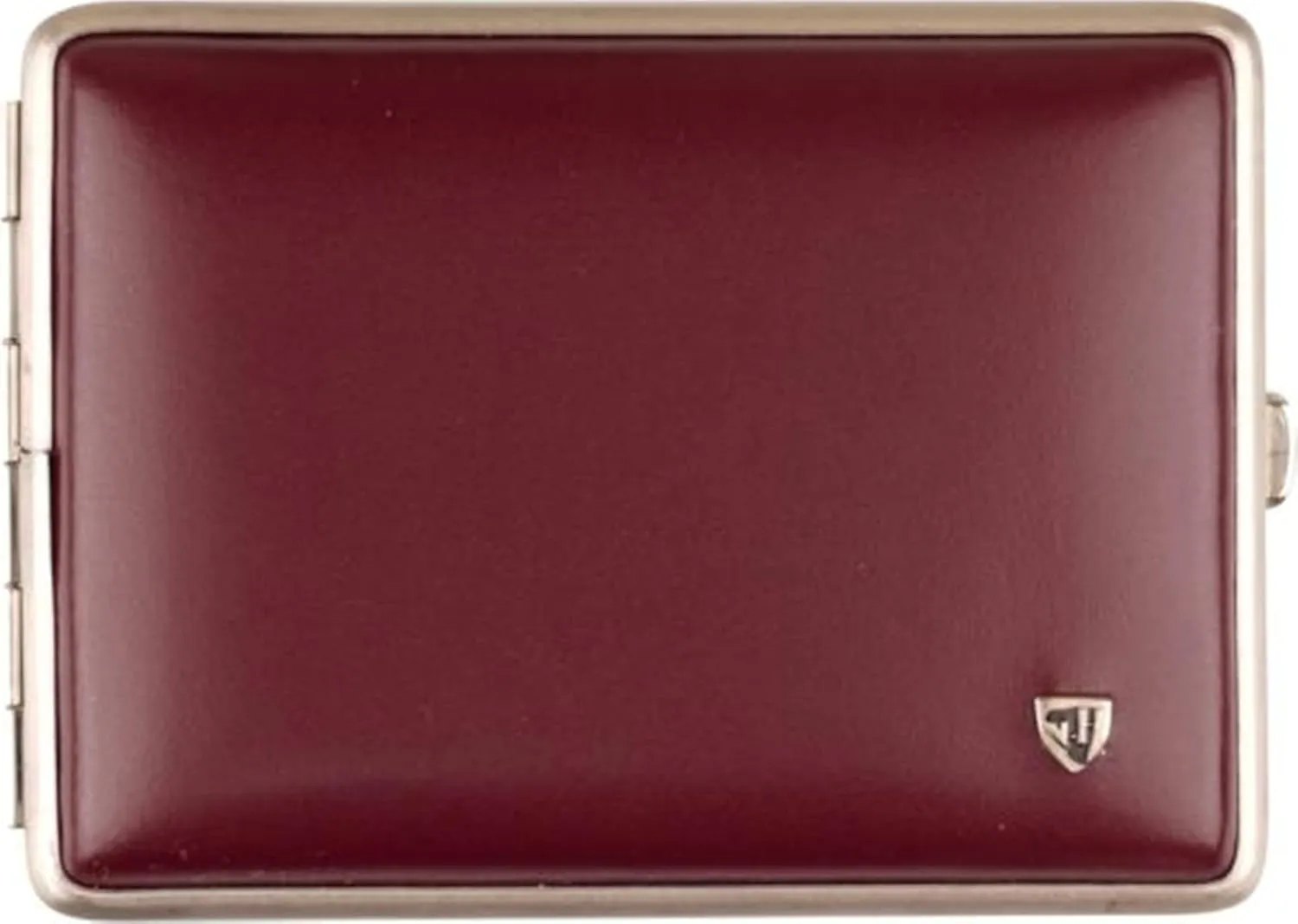 Cigarette Case 18 100 / Metal Soft Leather Red / Frame Nickel Matt / Elastic Band / 2 Sides / 111 x 83 x 19 mm / Made in Germany