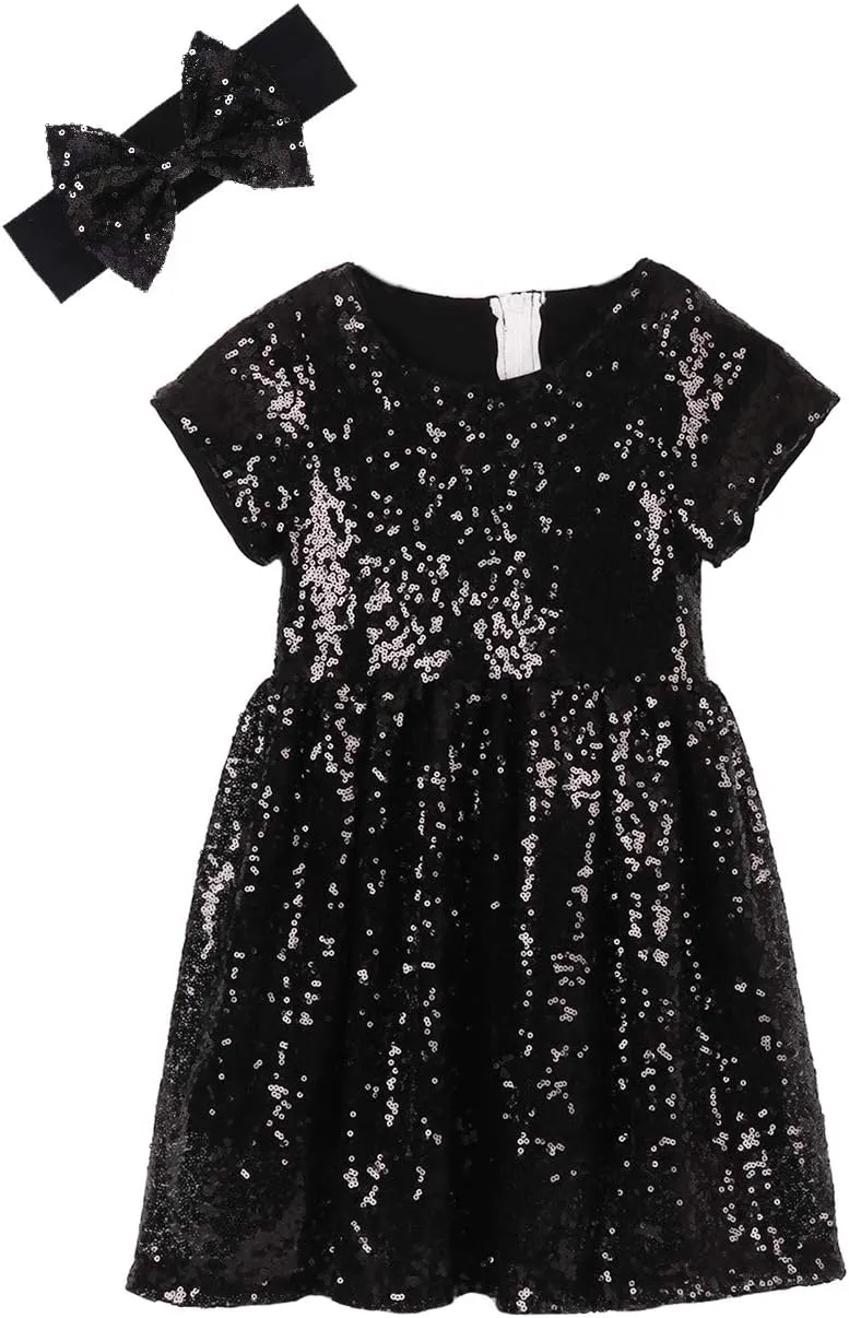 Cilucu Flower Girl Dress Baby Toddlers Sequin Dress Kids Party Dress Bridesmaid Wedding Gown