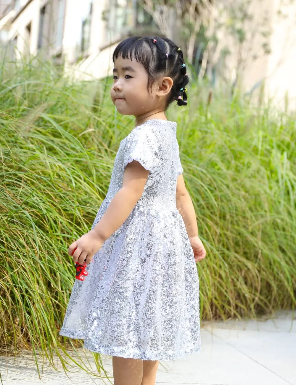 Cilucu Flower Girl Dress Baby Toddlers Sequin Dress Kids Party Dress Bridesmaid Wedding Gown