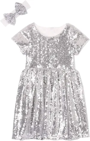 Cilucu Flower Girl Dress Baby Toddlers Sequin Dress Kids Party Dress Bridesmaid Wedding Gown