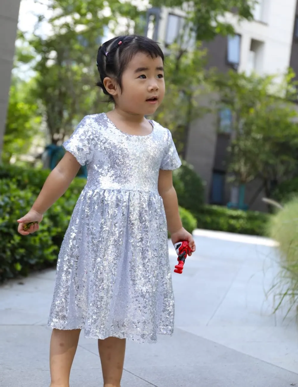Cilucu Flower Girl Dress Baby Toddlers Sequin Dress Kids Party Dress Bridesmaid Wedding Gown