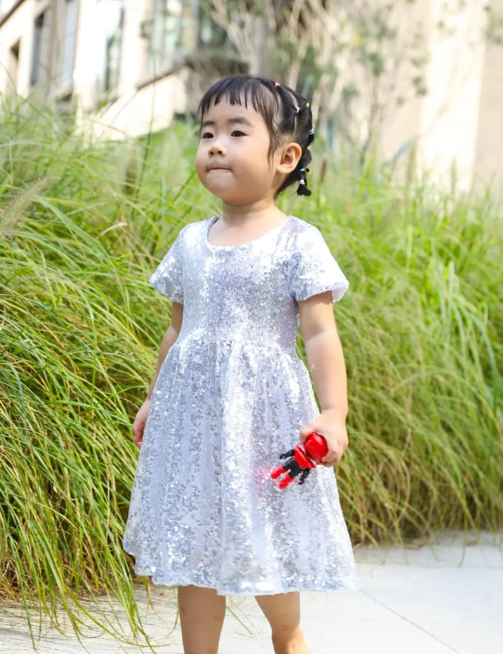 Cilucu Flower Girl Dress Baby Toddlers Sequin Dress Kids Party Dress Bridesmaid Wedding Gown