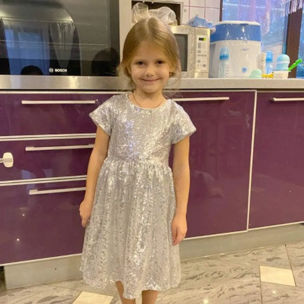 Cilucu Flower Girl Dress Baby Toddlers Sequin Dress Kids Party Dress Bridesmaid Wedding Gown