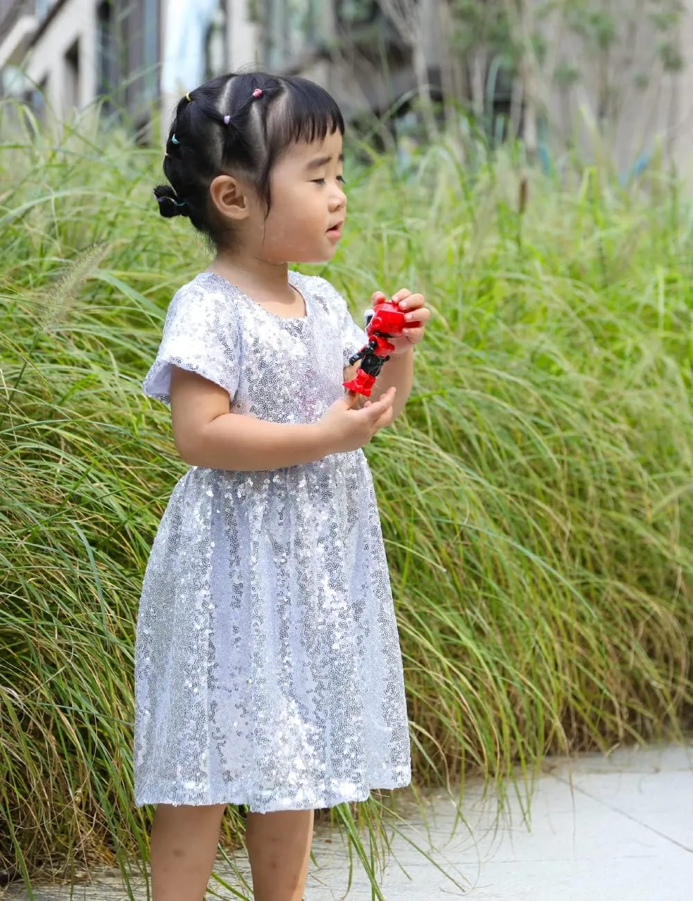 Cilucu Flower Girl Dress Baby Toddlers Sequin Dress Kids Party Dress Bridesmaid Wedding Gown
