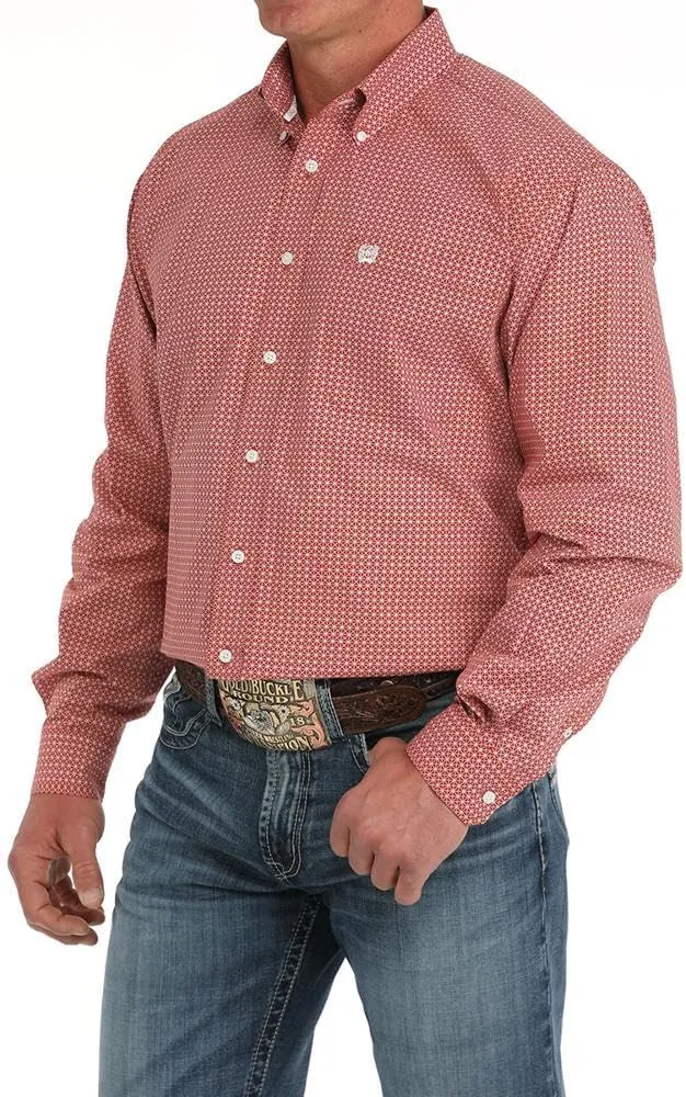 Cinch Men`s Red Print Classic Button Down Shirt