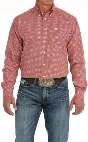 Cinch Men`s Red Print Classic Button Down Shirt