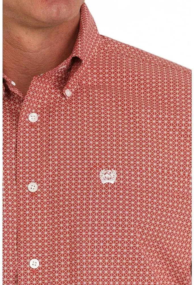 Cinch Men`s Red Print Classic Button Down Shirt