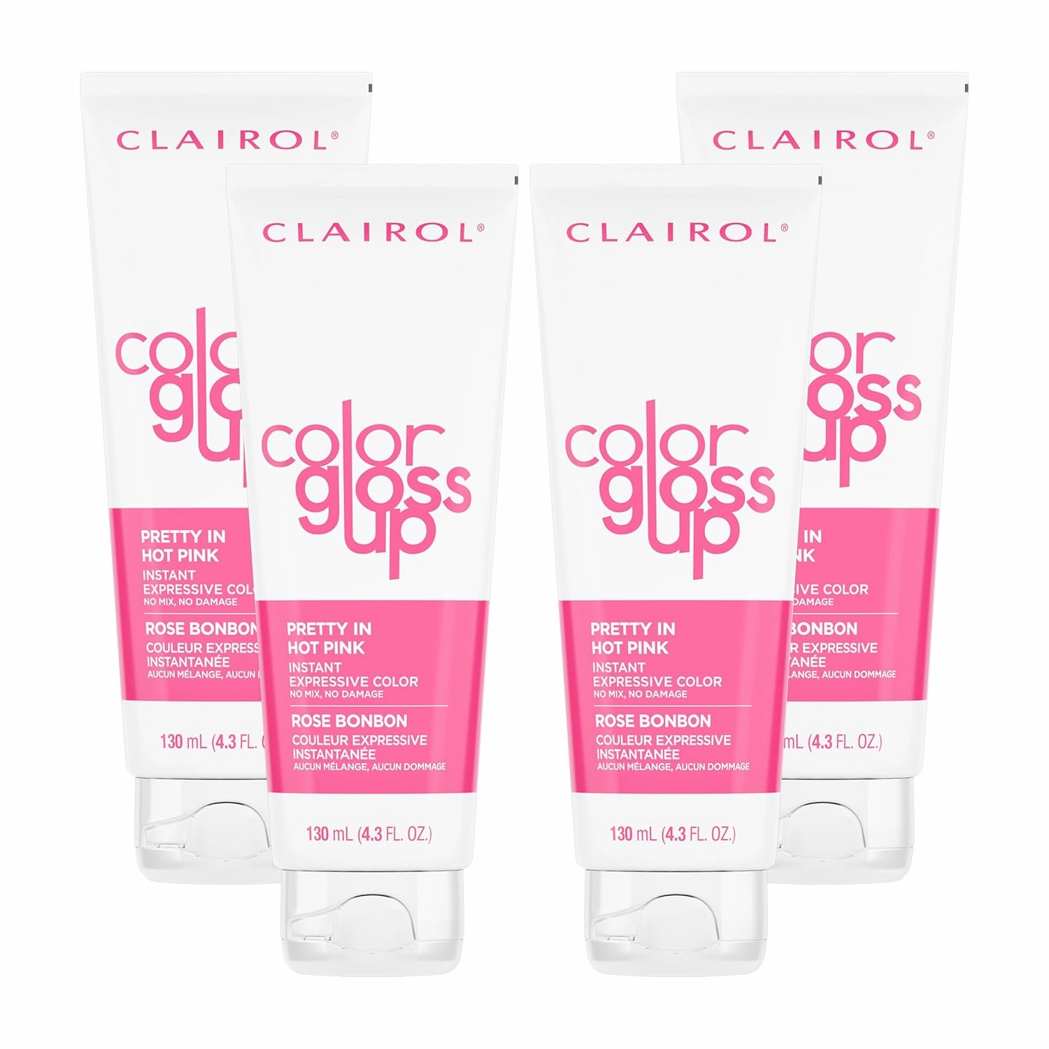 Clairol Color Gloss Up Temporary Hair Dye, Pretty In Hot Pink Hair Color, Pack of 4