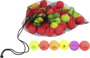 Clean Green Golf Balls 24 Pack Recycled Used Matte Colored Balls - Brand Name Bulk Mix - Good Condition Graded Ball - Includes 24 GolfBalls and Mesh Carrying Bag